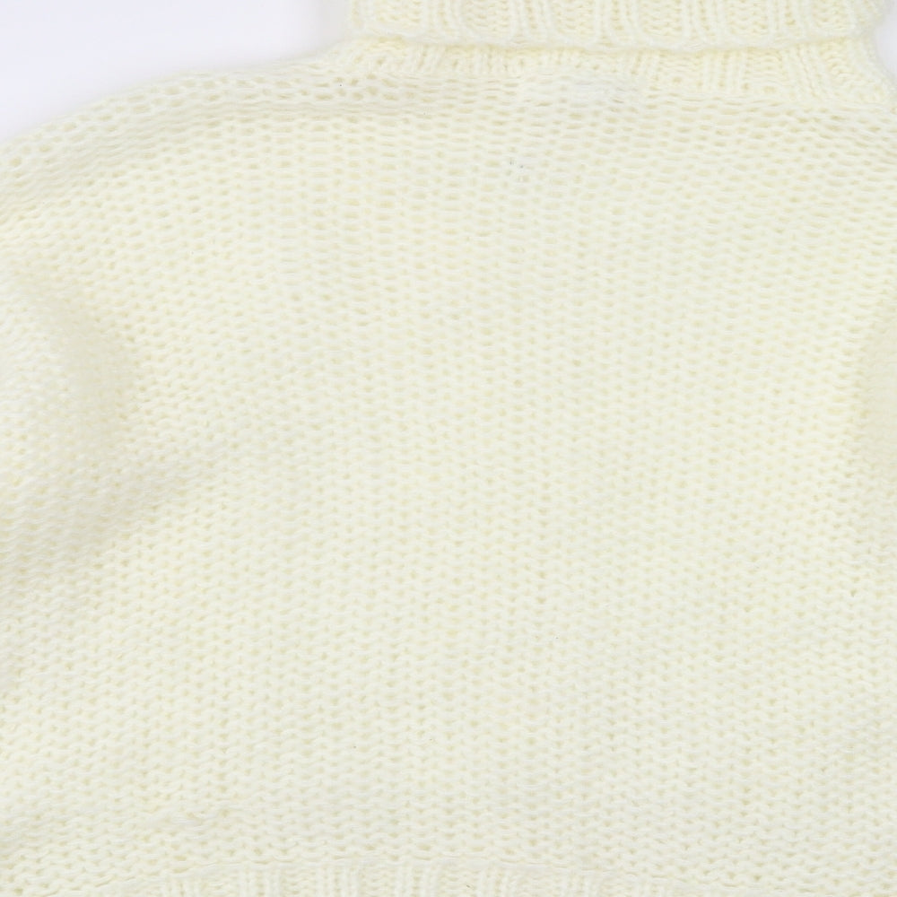 Brand and care label for Missguided women’s yellow jumper, size UK 6