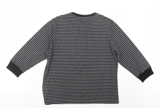Fabrizio Womens Grey Striped Knit Pullover Jumper Size XL