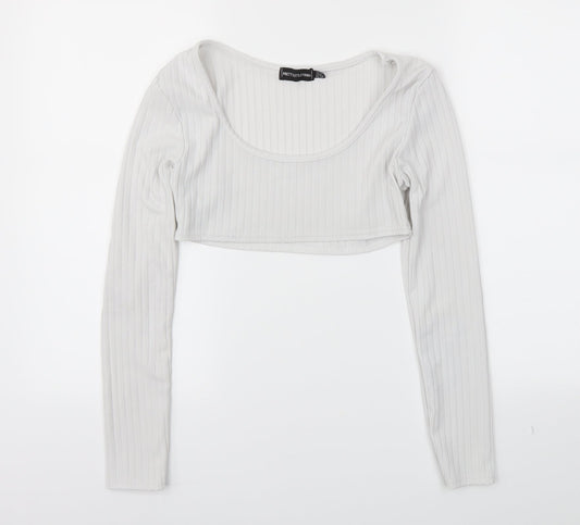 PRETTYLITTLETHING Womens White Basic T-Shirt Size 10