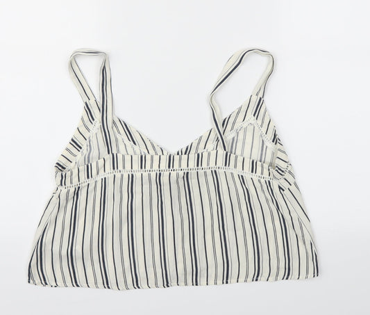 Miss Selfridge Womens Ivory Striped Basic T-Shirt Size 10