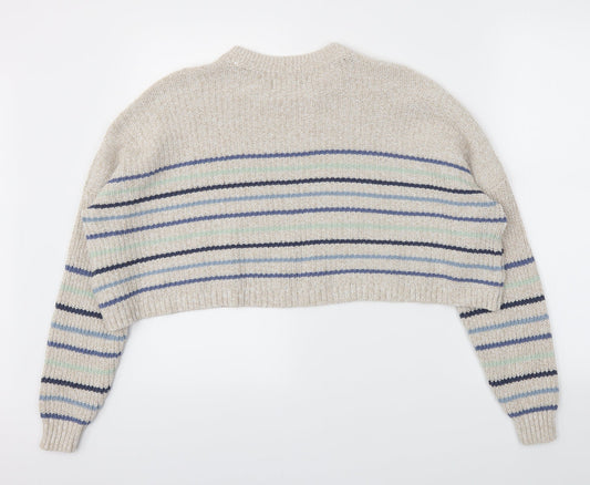 Hollister Womens Ivory Striped Pullover Jumper Size XS