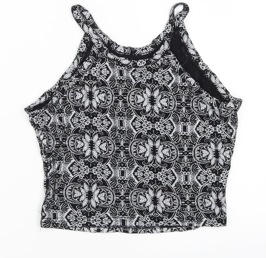 Miss Selfridge Womens Grey Geometric Cropped Tank Size 8