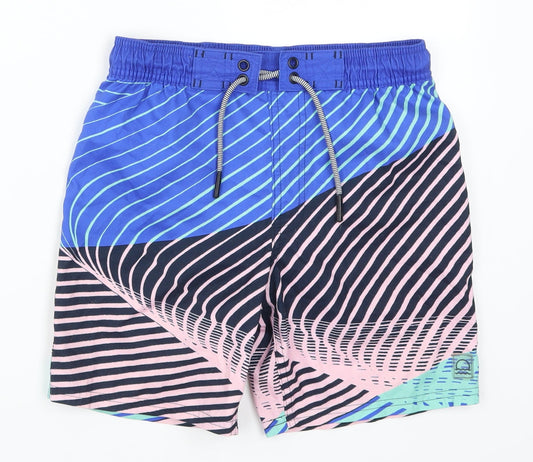 Preworn Womens Blue Striped Bermuda Shorts Size 26 in - Pink