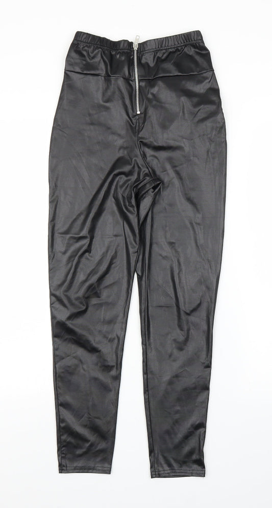 Womens UK Size 6 Boohoo Regular Fit Carrot Black Trousers