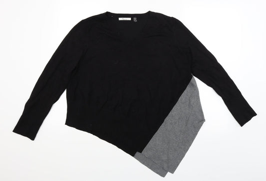 89th & Madison Womens Black Basic T-Shirt Size L