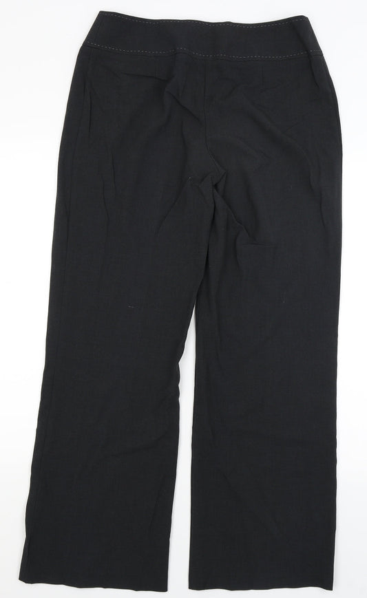 M&S Womens Black Dress Pants Trousers Size 12 L30.5 in