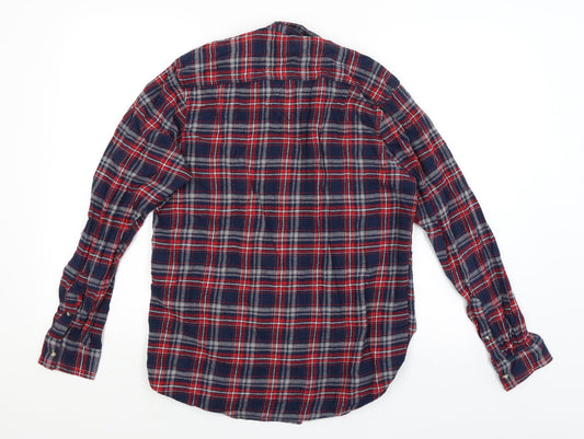 Mens UK Size M Cedar Wood State Blue Button-Up Long Sleeve Casual Shirt