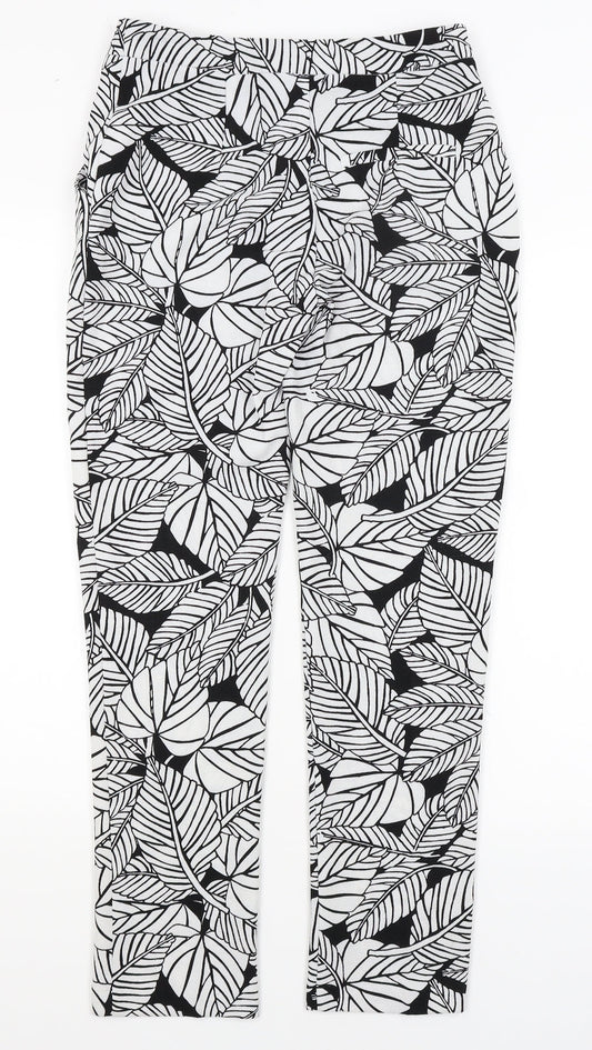 Atmosphere Womens White Floral Trousers Size 6 L27 in