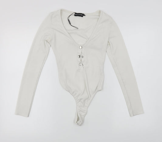 Womens UK Size 4 PRETTYLITTLETHING One-Piece White Bodysuit