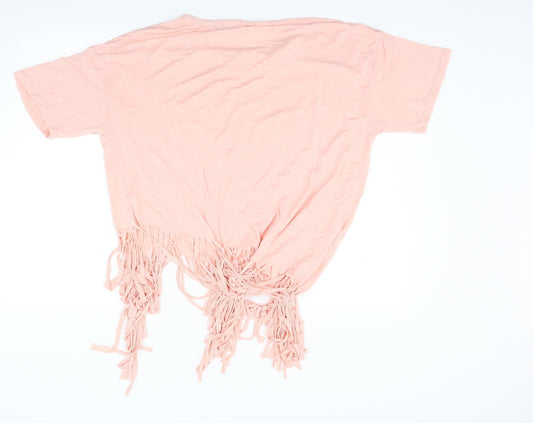 Boohoo Womens Pink Houndstooth Basic Polo Size 16