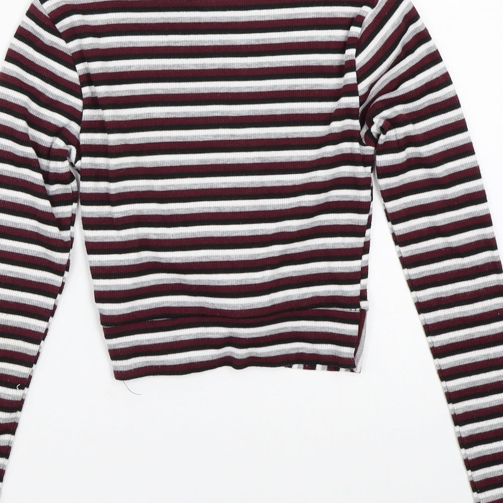 Newlook Girls Purple Striped Basic T-Shirt Size 10-11 Years
