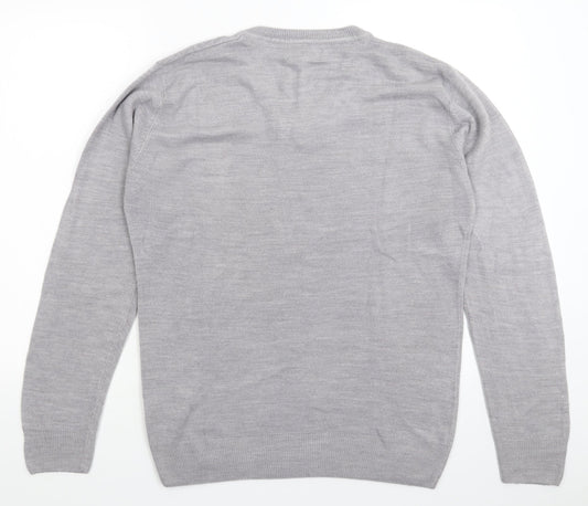 Easy Mens Grey Knit Pullover Jumper Size M