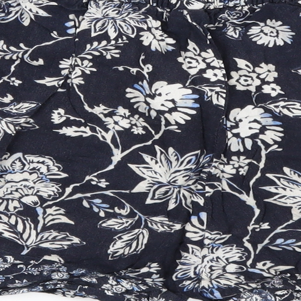 H&M Womens Blue Floral Hot Pants Shorts Size 4