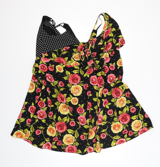 Tu Womens Black Floral Fit & Flare Size 8