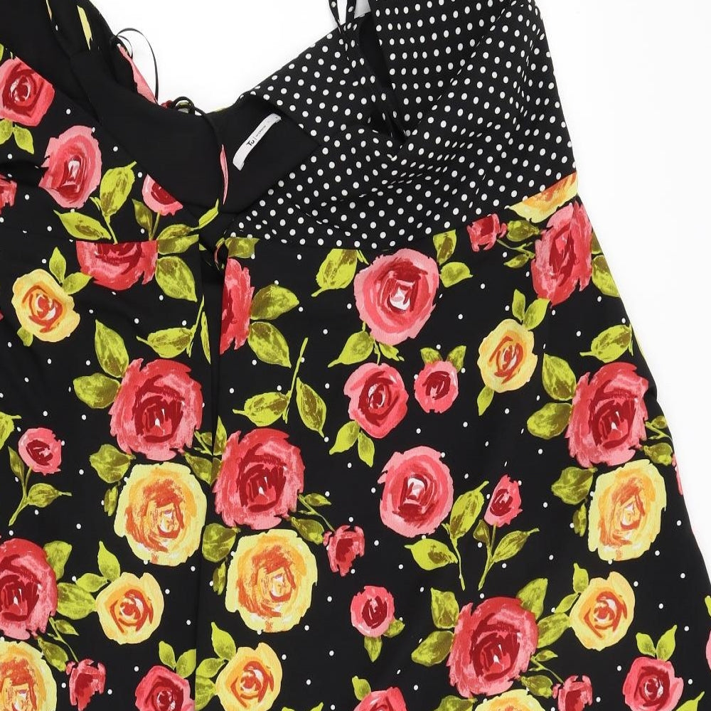 TU Womens Black Floral Fit & Flare Size 8