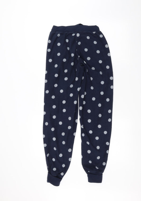 F&F Womens Blue Polka Dot Sweatpants Trousers Size XS L26 in