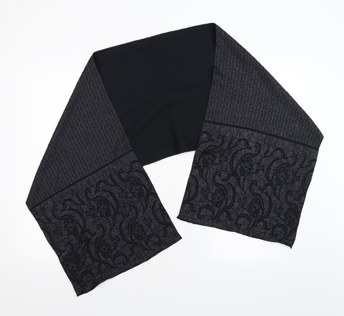 Preworn Womens Black Floral Scarf