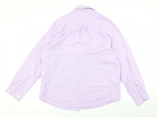 Mens UK Size L Blue Harbour Purple Button-Up Long Sleeve Casual Shirt
