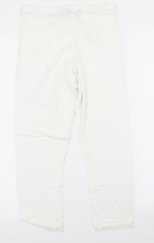 Womens UK Size 8 Preworn Relaxed Fit White Trousers
