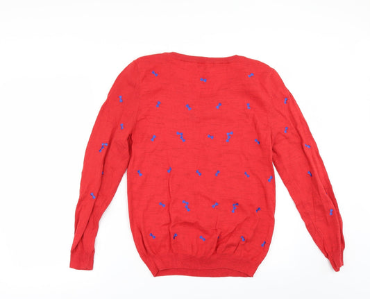 E-vie Womens Red Geometric Jumper Size 16