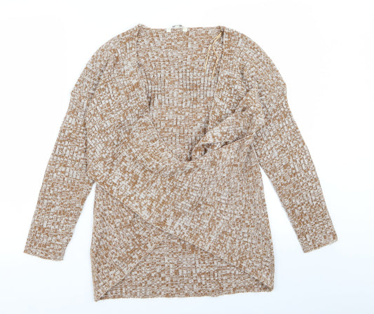 pep and co Womens Beige Wrap Jumper Size 8