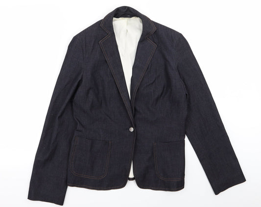 M&S Womens Blue Jacket Blazer Size 12