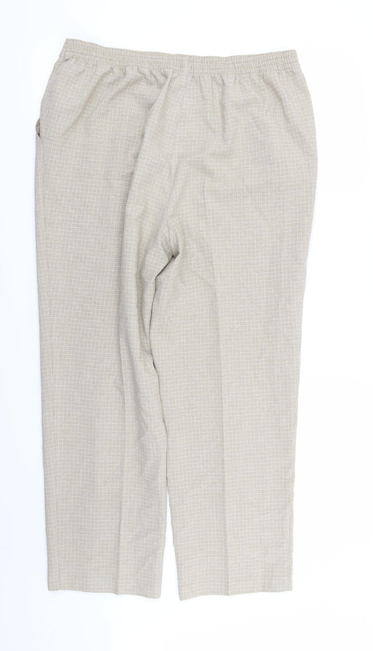 M&S Womens Beige Check Trousers Size 14 L25 in