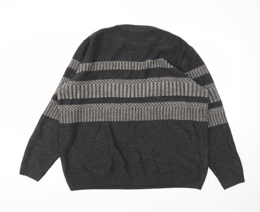 George Mens Grey Argyle/Diamond Pullover Jumper Size 2XL