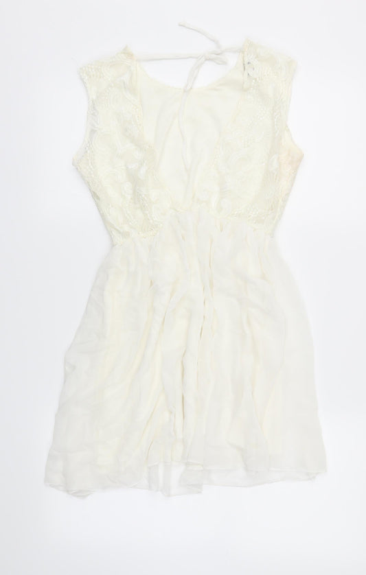 RIBBON Womens Ivory Fit & Flare Size 12