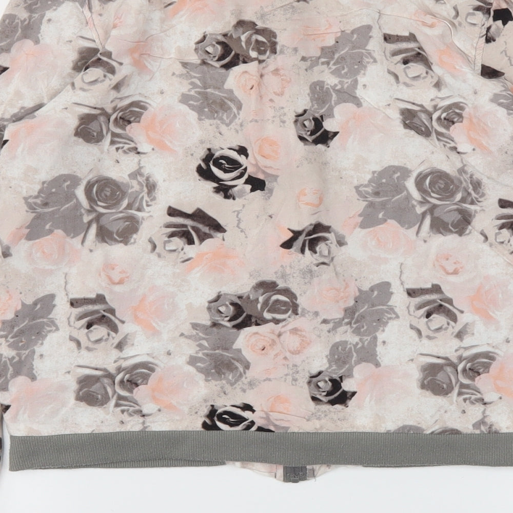 Preworn Womens Pink Floral Full Zip Jumper Size S