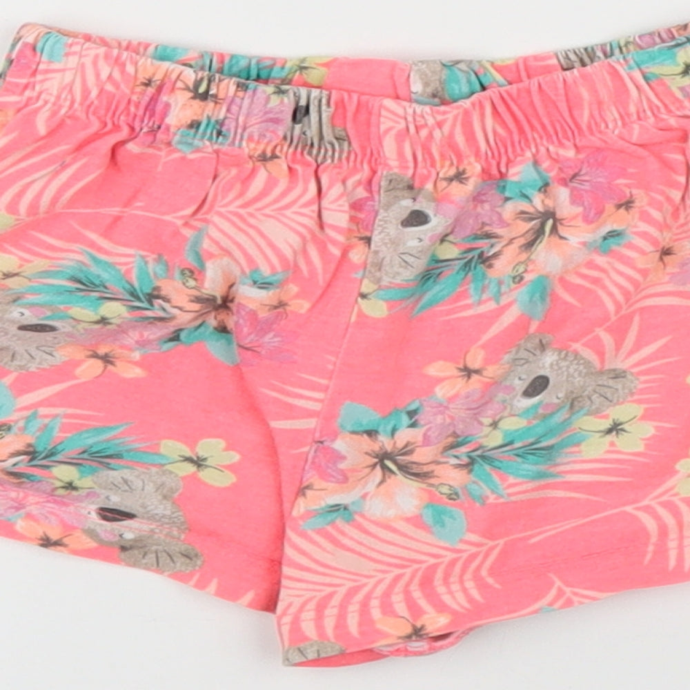 Primark Girls Pink Floral Cut-Off Shorts Size 3-4 Years - Tropical