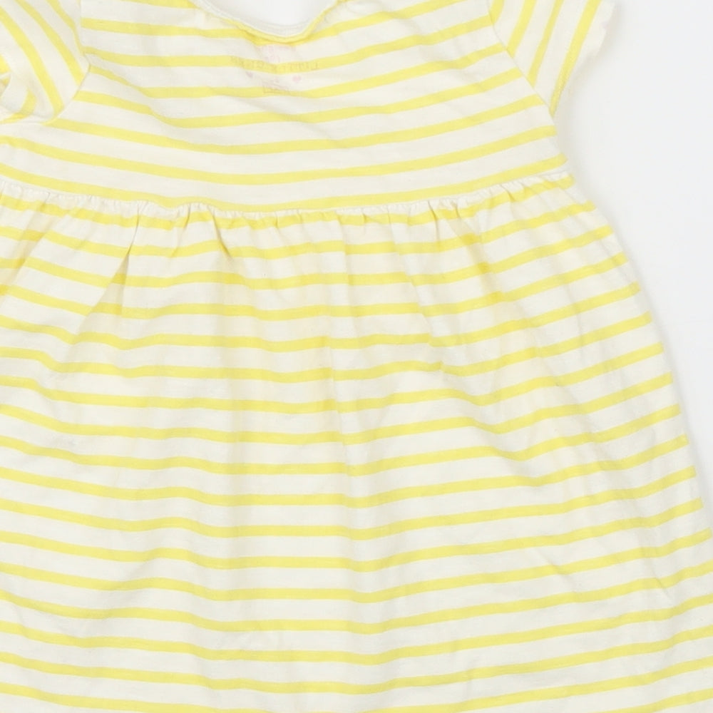 F&F Girls Yellow Striped A-Line Size 12-18 Months