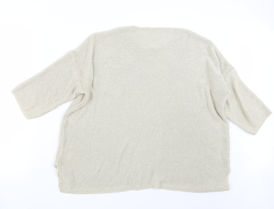 Back view of Papaya women’s beige knit jumper, size UK 20