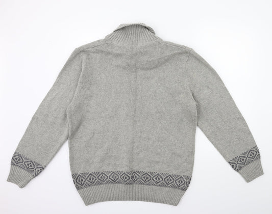 boston crew Mens Green Striped Knit Pullover Jumper Size L