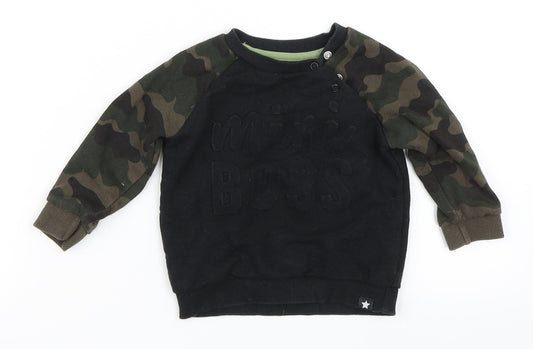 Fred & Flo Boys Black Pullover Jumper Size 6-9 Months