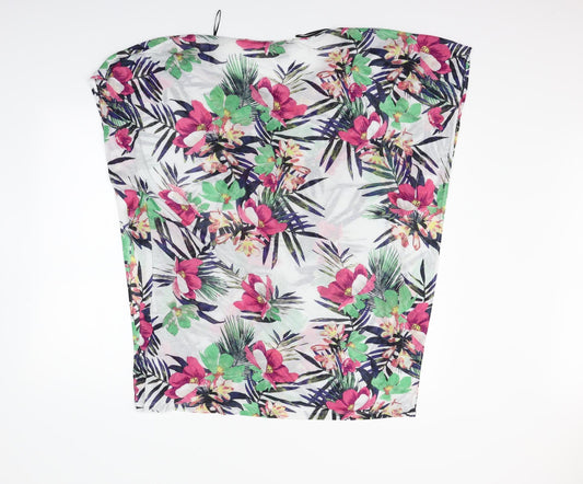 H&M Womens White Floral T-Shirt Dress Size M
