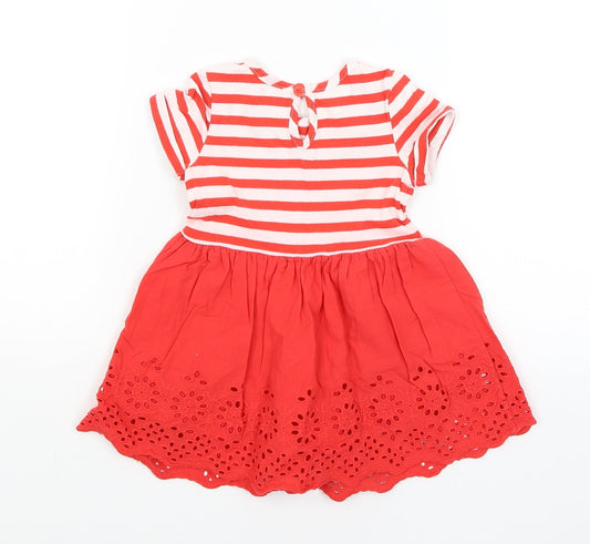 TU Baby Red Striped Fit & Flare Size 9-12 Months