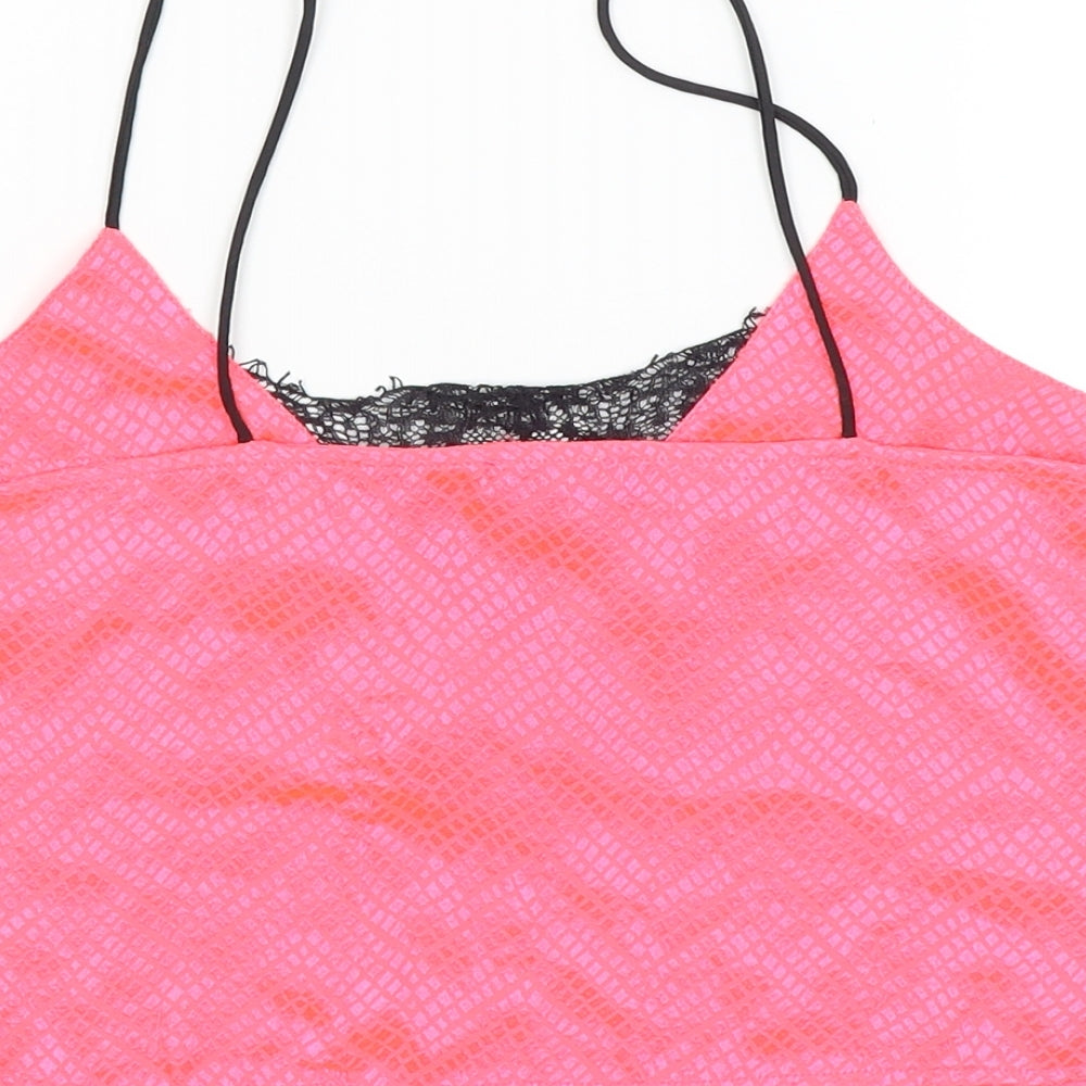 Womens UK Size S River Island Pink Cropped Tank