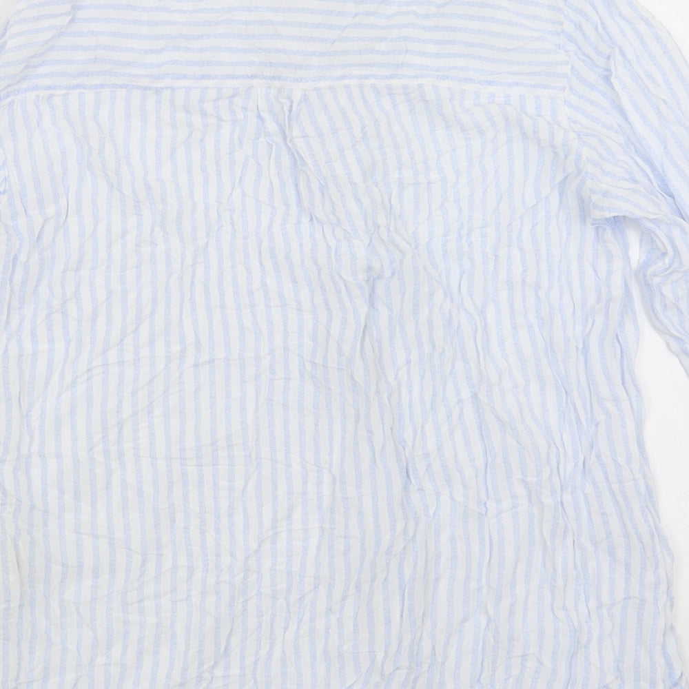 Womens UK Size M Pull & Bear Blue Basic Button-Up