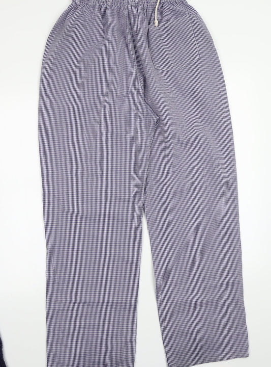 Dover seaways Mens Blue Check Trousers Size L L31 in - Chefswear