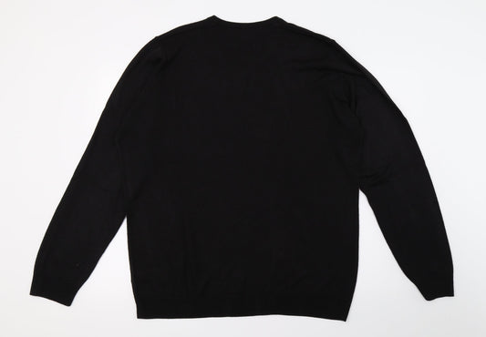 Marks and Spencer Mens Black Knit Pullover Jumper Size XL
