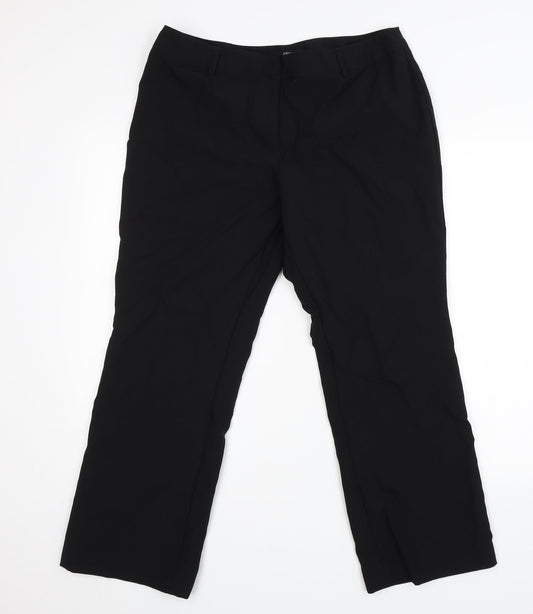 Womens UK Size 14 Papaya Regular Fit Dress Pants Black Trousers
