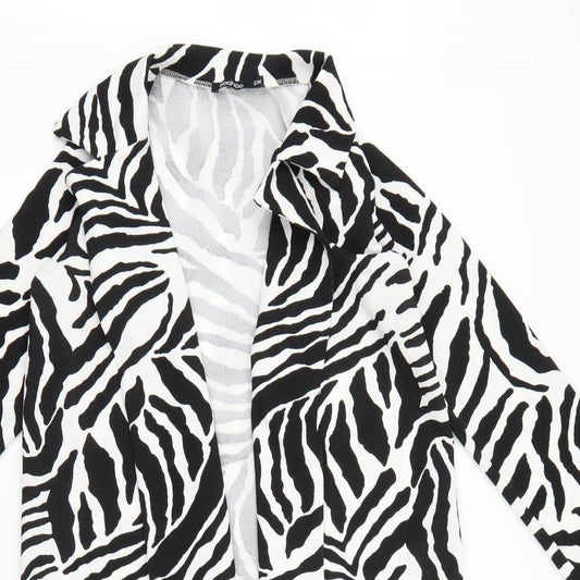 Boohoo Womens Beige Animal Print Jacket Blazer Size M