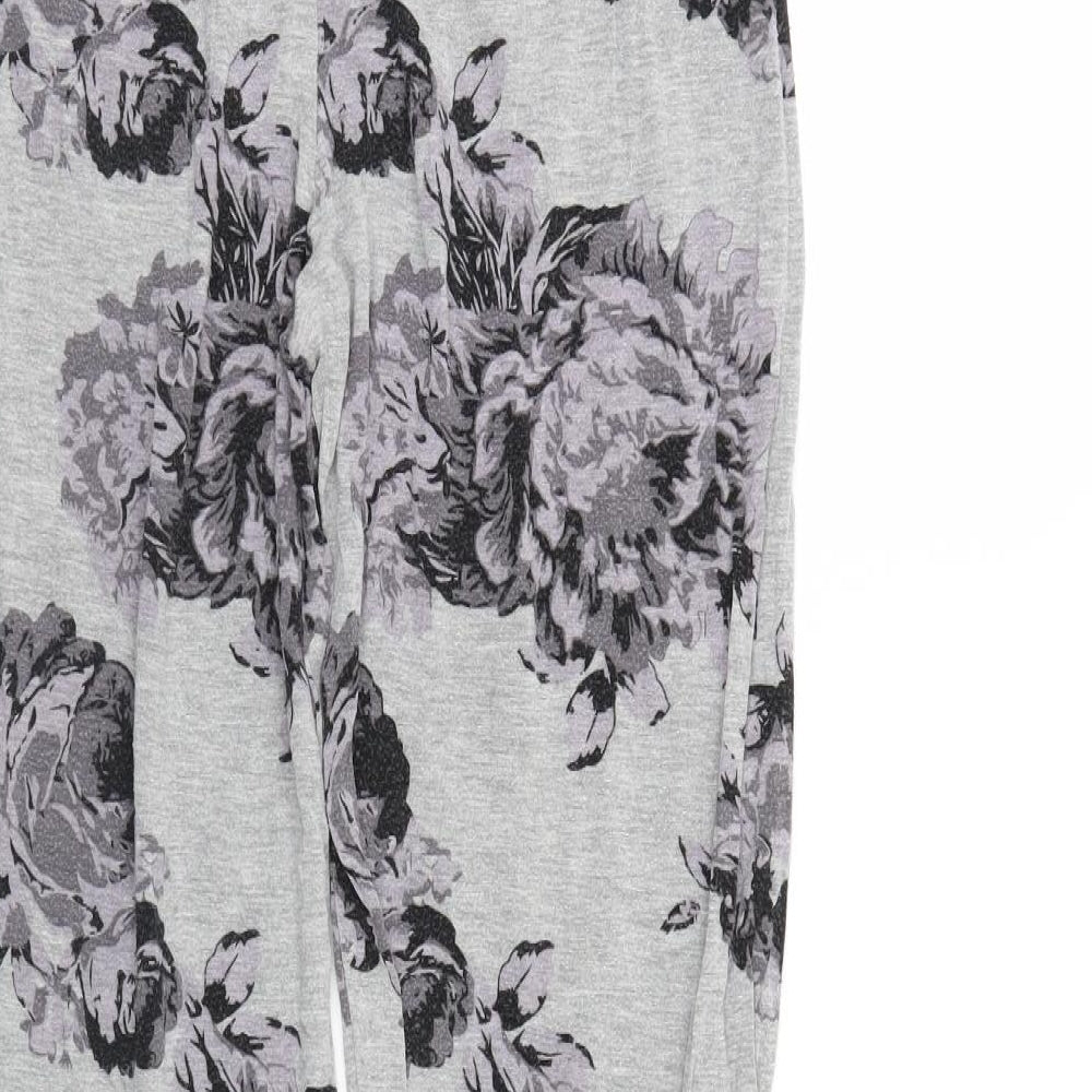 Feel Fabulous Womens Grey Floral Pedal Pusher Trousers Size 6 L28 in