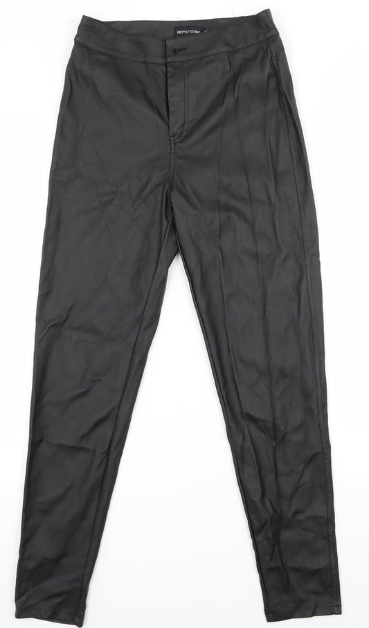 Womens UK Size 8 PRETTYLITTLETHING Regular Fit Black Trousers