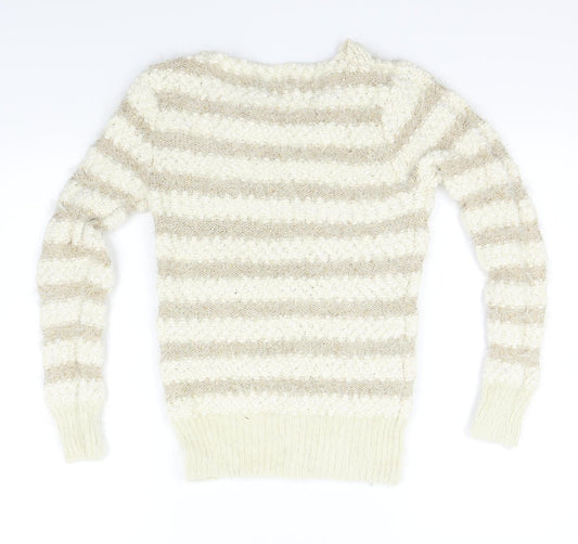 Katsumi Womens Beige Striped Pullover Jumper Size S