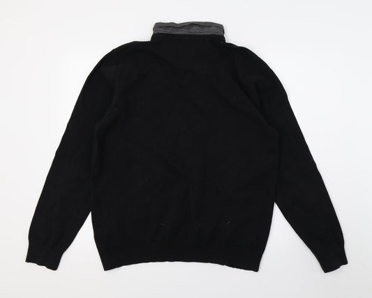 Marks and Spencer Mens Black Knit Pullover Jumper Size XL