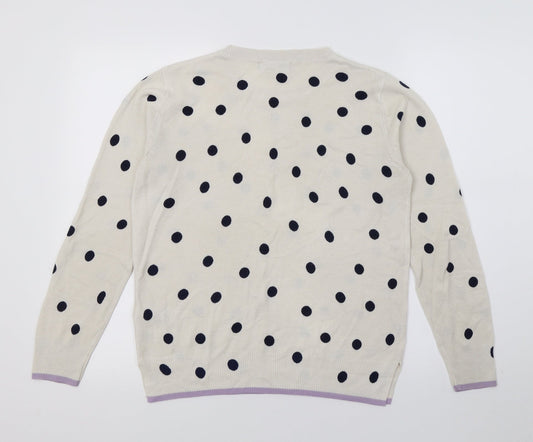 Marks and Spencer Womens White Polka Dot Knit Pullover Jumper Size 10
