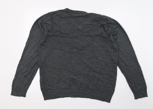 Cedar Wood State Mens Grey Striped Knit Pullover Jumper Size M