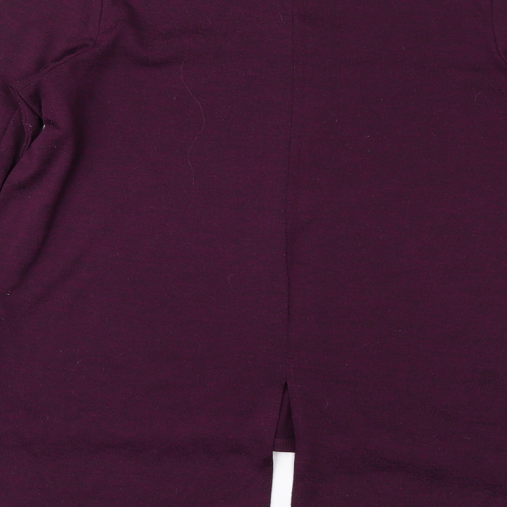 Brand and care label for Atmosphere women’s purple jumper, size L